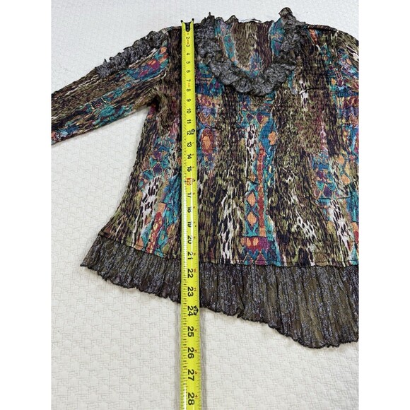 Alberto Makali Artsy Ruched Plisse Top Ruffle Asymmetric | Est. Size Large - Picture 14 of 14